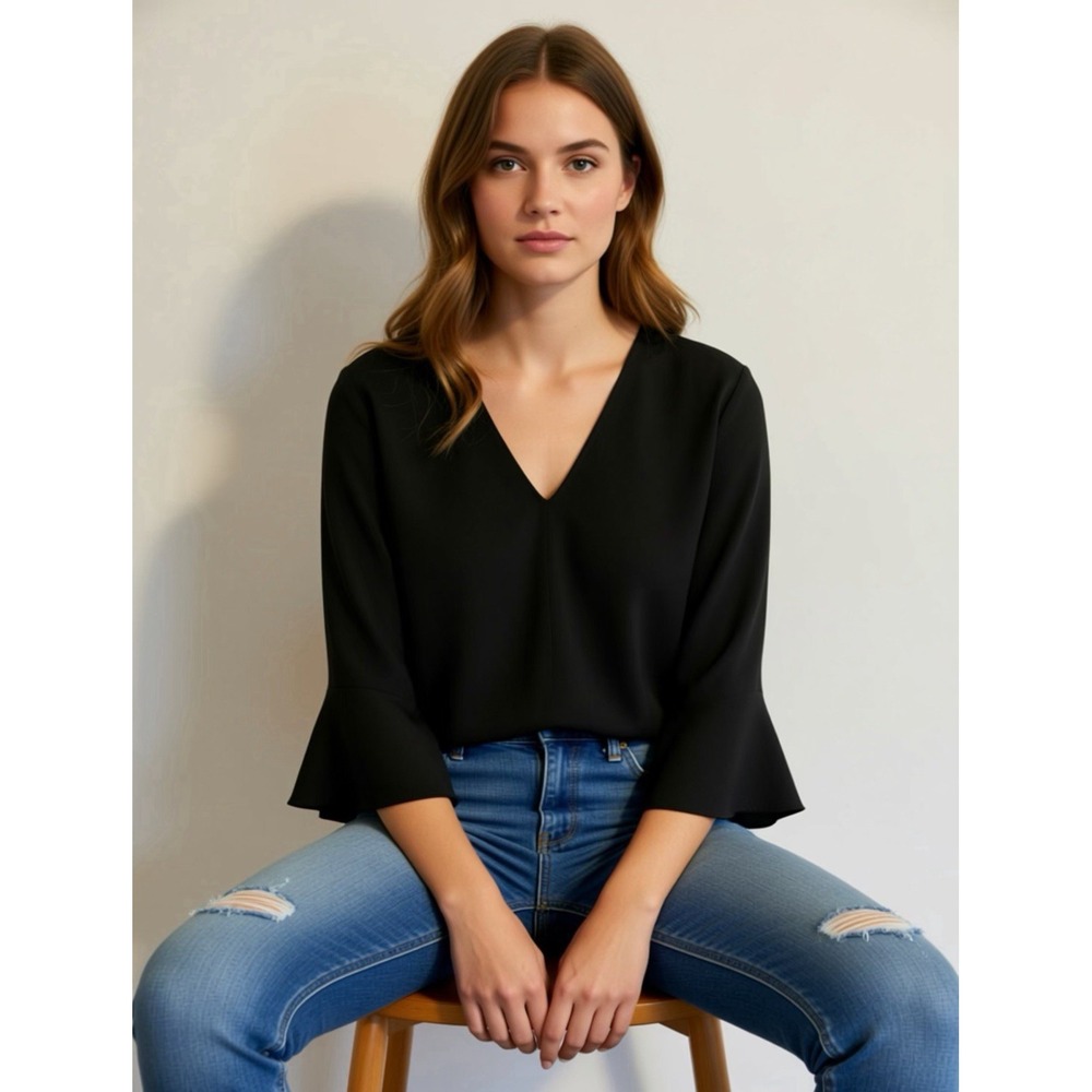 Pleione Black Top‎ 3/4 Length Sleeve Size M